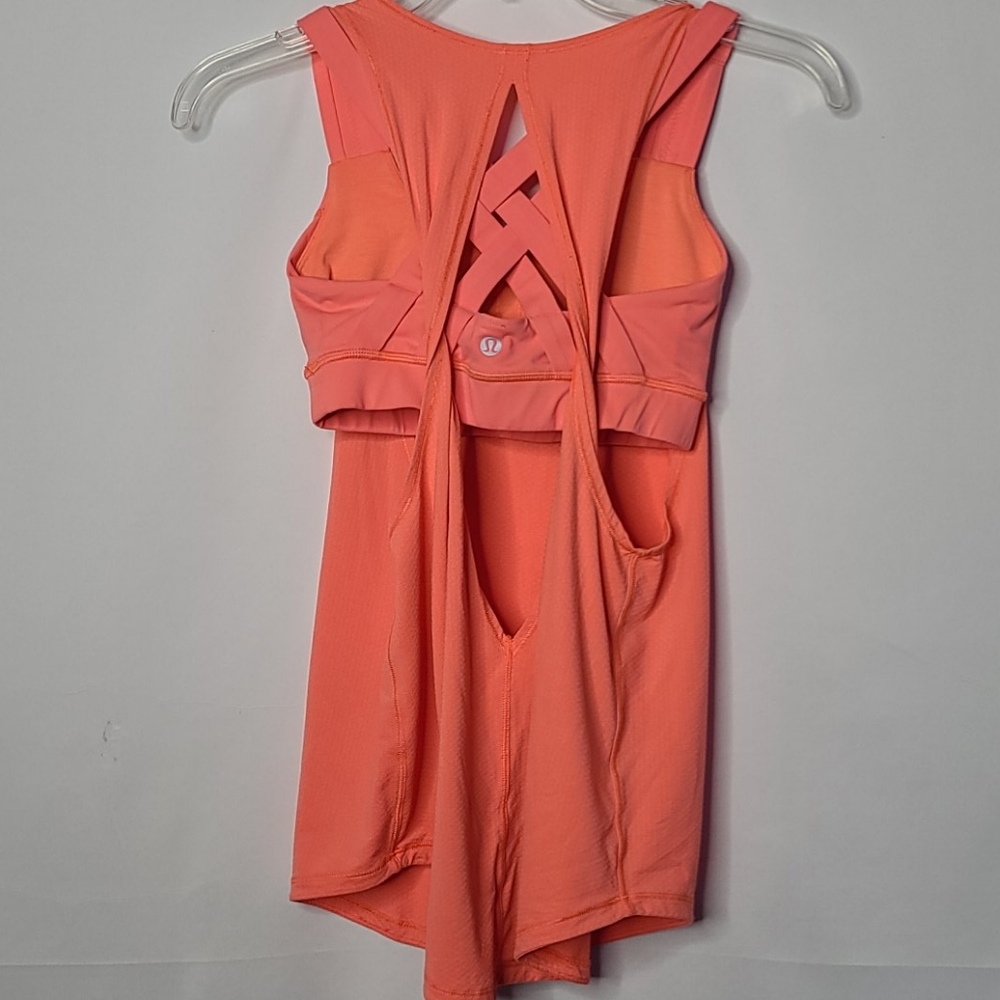 Lululemon orange strappy bra tank workout top 6